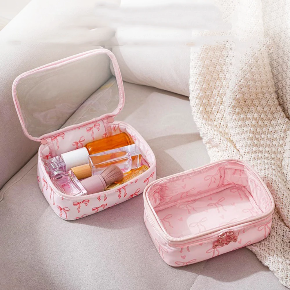 Clear PVC Bow Print Cosmetic Bag Waterproof Large Capacity Portable Travel Toiletry Organizer Cute Makeup Pouch for Women
Clear PVC Bow Print Cosmetic Bag Waterproof Large Capacity Portable Travel Toiletry Organizer Cute Makeup Pouch for Women