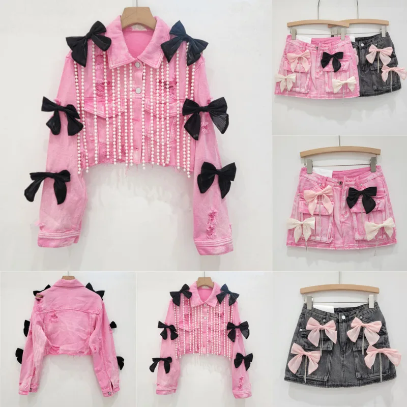 Butterfly Pearl Fringe Denim Jacket Y2K Ripped Jeans Short Jacket Women Autumn Sexy Loose Top Workwear Skirt A-line Dress New
Butterfly Pearl Fringe Denim Jacket Y2K Ripped Jeans Short Jacket Women Autumn Sexy Loose Top Workwear Skirt A-line Dress New