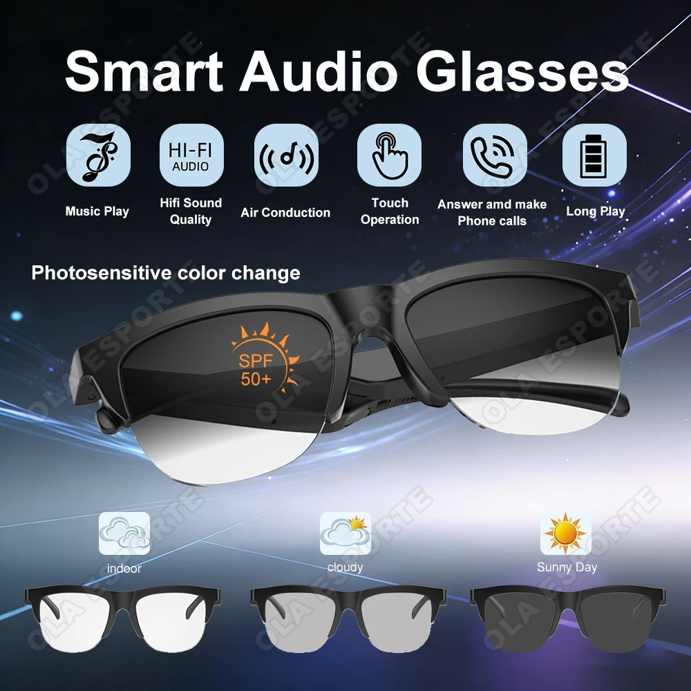 Новые умные очки с ИИ, фотохромными линзами, Bluetooth-наушниками, функцией голосового вызова, интеллектуальные очки-гарнитура для музыки, меняющие цвет на улице
Новые умные очки с ИИ, фотохромными линзами, Bluetooth-наушниками, функцией голосового вызова, интеллектуальные очки-гарнитура для музыки, меняющие цвет на улице