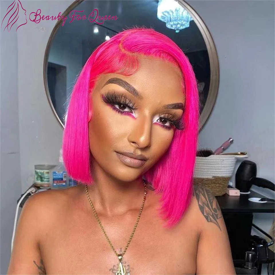 Brazilian Colored Human Hair Wig Cosplay 13x4 Bright Pink Straight Short Bob Transparent HD Lace Frontal Wigs Wear And Go
Brazilian Colored Human Hair Wig Cosplay 13x4 Bright Pink Straight Short Bob Transparent HD Lace Frontal Wigs Wear And Go