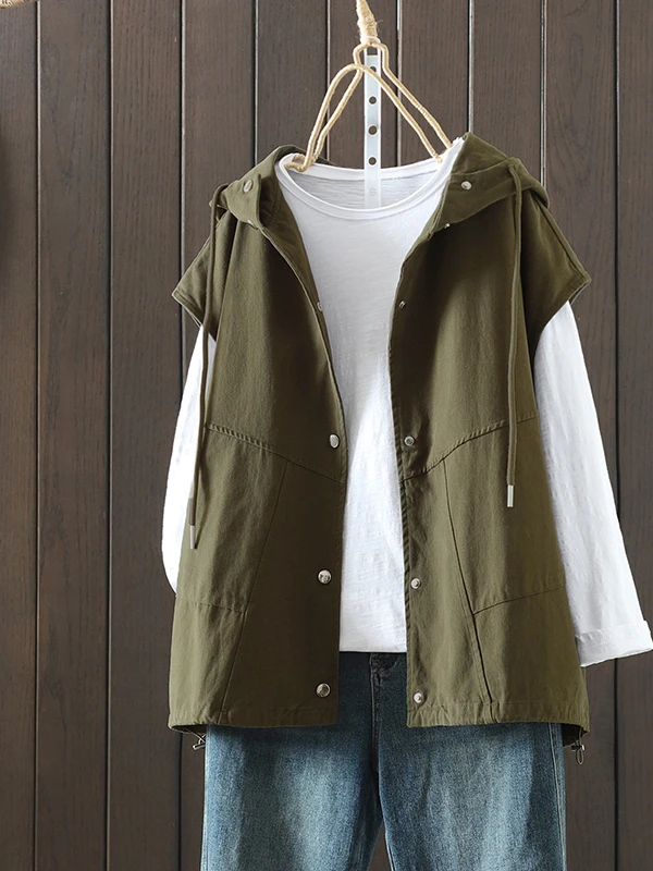 Spring Autumn Hooded Workwear Vest Top Women's Clothing Brand Name Tagl Commute Sle Pure Color Single Button Closure
Spring Autumn Hooded Workwear Vest Top Women's Clothing Brand Name Tagl Commute Sle Pure Color Single Button Closure