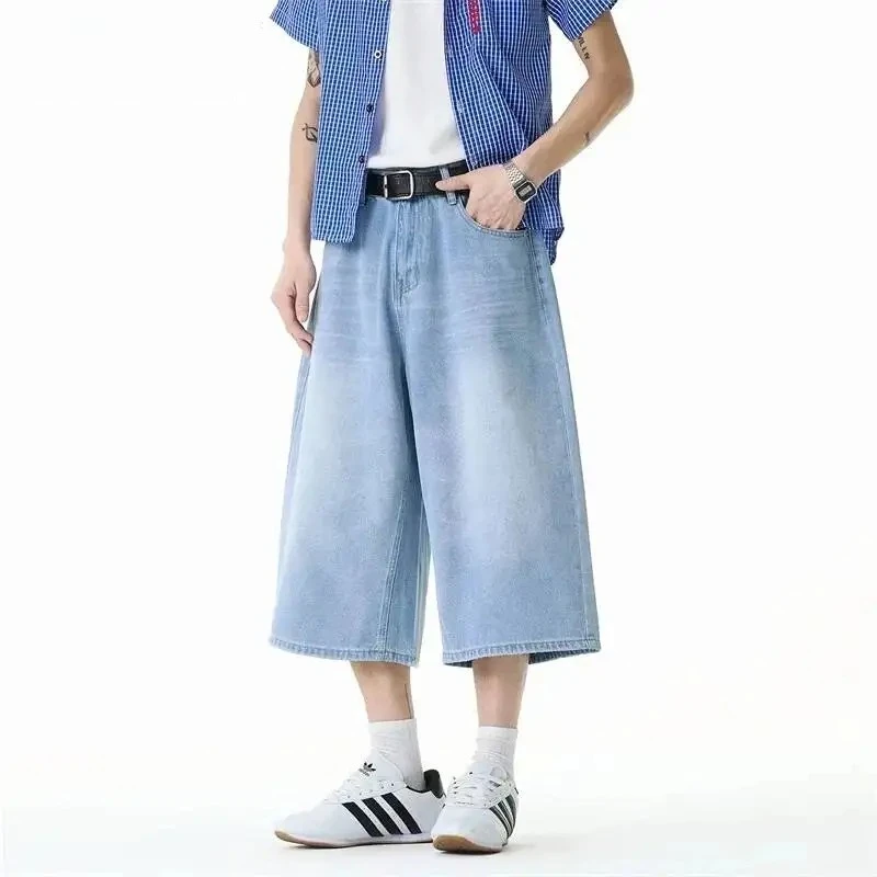 Refined Men's Denim Shorts American Casual Light Blue Washed Vintage Fashion Minimalist Streetwear Calf Length Pants
Refined Men's Denim Shorts American Casual Light Blue Washed Vintage Fashion Minimalist Streetwear Calf Length Pants