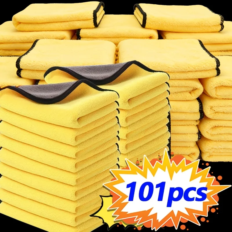 101pcs Double-Sided Cleaning Cloths | High Water Absorption, Reusable, Coral Fleece Ultra-fine Fiber, Dual Color Design (Yellow and Gray), Suitable for Home, Kitchen, Car, Bathroom, Glass Cleaning, Dust Removal, Multifunctional
101pcs Double-Sided Cleaning Cloths | High Water Absorption, Reusable, Coral Fleece Ultra-fine Fiber, Dual Color Design (Yellow and Gray), Suitable for Home, Kitchen, Car, Bathroom, Glass Cleaning, Dust Removal, Multifunctional