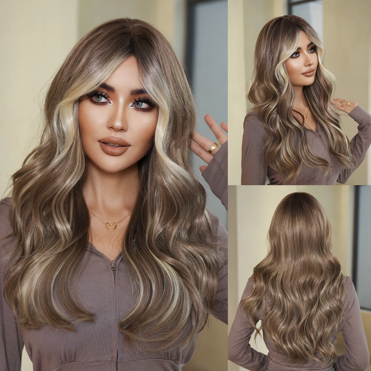 NAMM Long Wavy Light Brown Wig With for Women Highlight Blonde Hairpiece with, Natural Synthetic Full Machine Hair Wigs
NAMM Long Wavy Light Brown Wig With for Women Highlight Blonde Hairpiece with, Natural Synthetic Full Machine Hair Wigs