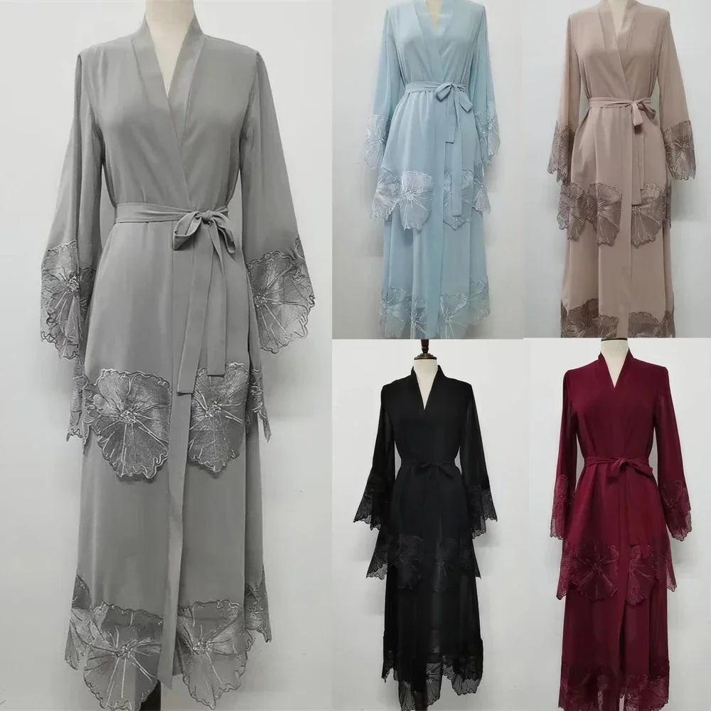 Dubai Open Abaya for Women Ramadan Lace Embroidery Maxi Dress Muslim Kimono Cardigan Eid Arabic Robe Turkey Kaftan Jalabiya Gown
Dubai Open Abaya for Women Ramadan Lace Embroidery Maxi Dress Muslim Kimono Cardigan Eid Arabic Robe Turkey Kaftan Jalabiya Gown