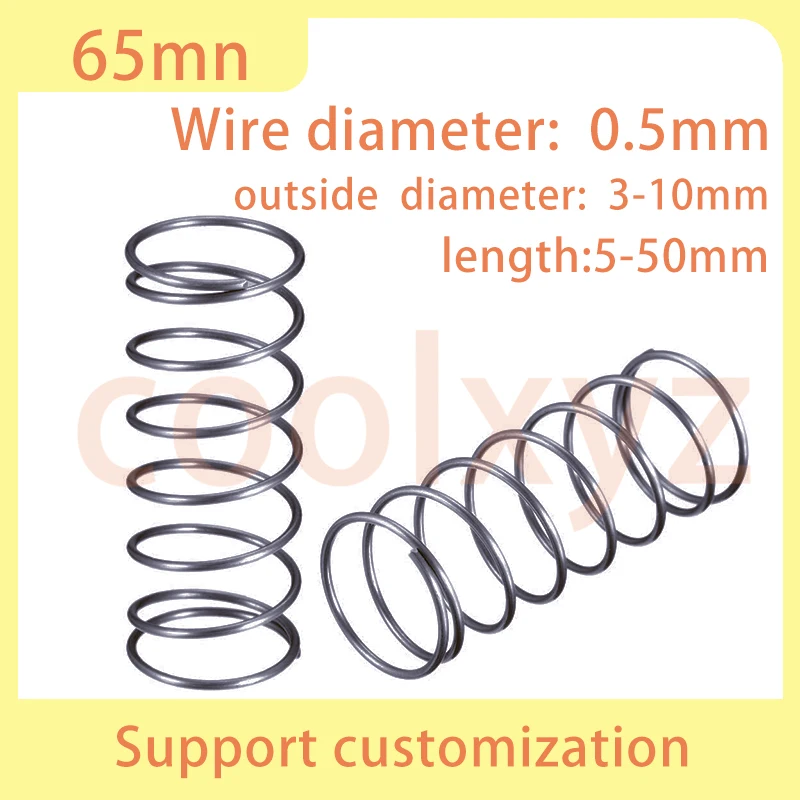 10pcs cylindrical coil spiral return spring steel springshigh elasticity, wire diameter: 0.5mm, durable compression spring | OEM
10pcs cylindrical coil spiral return spring steel springshigh elasticity, wire diameter: 0.5mm, durable compression spring | OEM