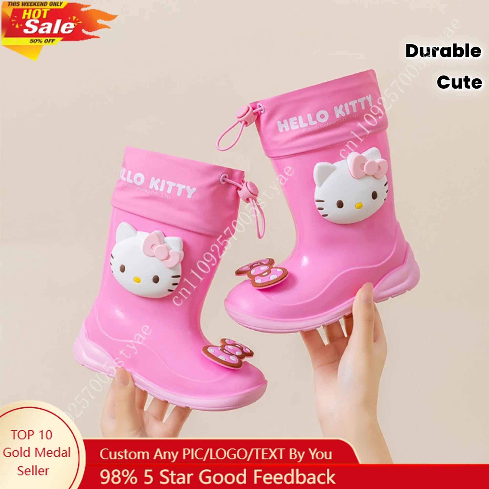 Hello Kitty Cartoon Pattern Girl's Rain Boots High-Top High Quality PVC Slippers with Non-Slip Sole Comfortable Fabric
Hello Kitty Cartoon Pattern Girl's Rain Boots High-Top High Quality PVC Slippers with Non-Slip Sole Comfortable Fabric
