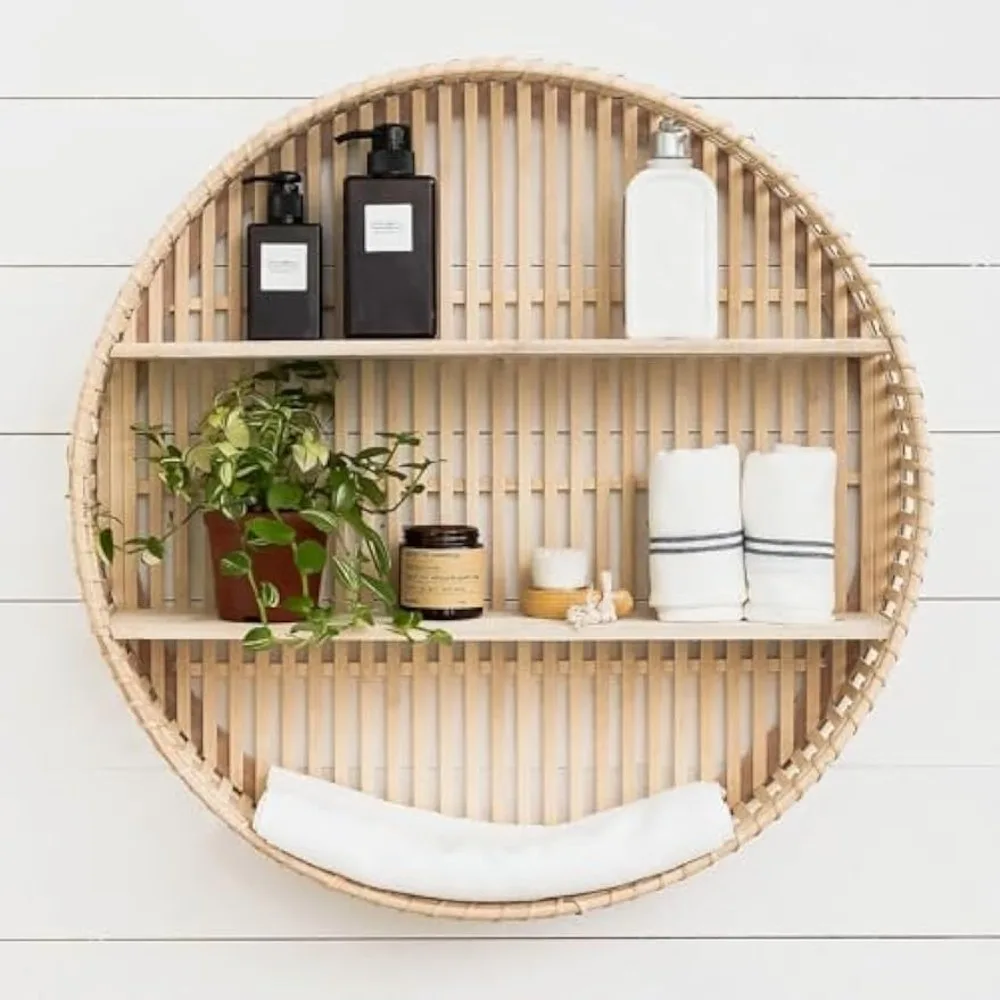 Rattan Wall Shelves 3 Tier Boho Wall Mounted Shelves Farmhouse Handcraft Round Floating Shelf Display Circular Hanging Shelf
Rattan Wall Shelves 3 Tier Boho Wall Mounted Shelves Farmhouse Handcraft Round Floating Shelf Display Circular Hanging Shelf