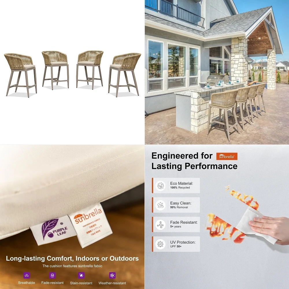 Counter Height Bar Stool Set of 4 Woven Rattan Counter Stool Bar Chairs Outdoor Barstool for Patio Island Lawn Kitchen Champagn
Counter Height Bar Stool Set of 4 Woven Rattan Counter Stool Bar Chairs Outdoor Barstool for Patio Island Lawn Kitchen Champagn