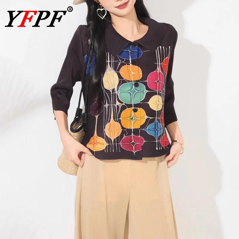 YFPF Fashion Printing Design Blouse Tops For Women Miyake Pleated Contrast Color Button Shirt Casual 2025 New Clothing
YFPF Fashion Printing Design Blouse Tops For Women Miyake Pleated Contrast Color Button Shirt Casual 2025 New Clothing