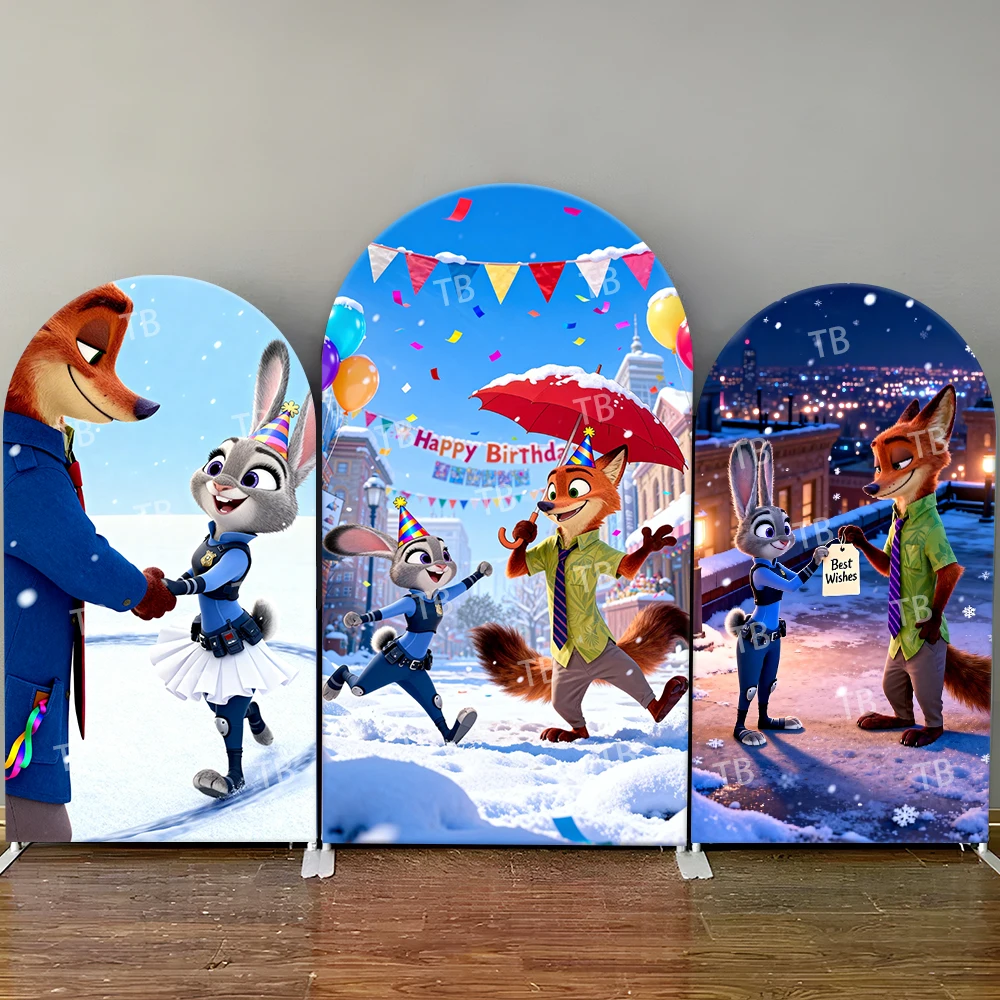 Zootopia Nick & Judy Snowy Birthday Celebration Arch Backdrop Cover Decor Photo Booth Prop for Kids Party
Zootopia Nick & Judy Snowy Birthday Celebration Arch Backdrop Cover Decor Photo Booth Prop for Kids Party