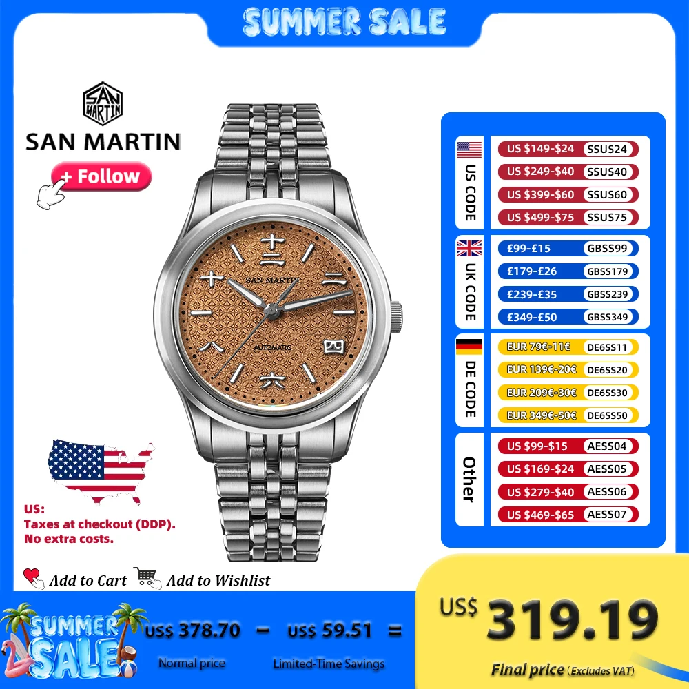 San Martin SN0144 39mm Men Watch Miyota 90S5 Automatic Chinese Ancient Coin Pattern Dial Distressed Antique Finish 10Bar GADA
San Martin SN0144 39mm Men Watch Miyota 90S5 Automatic Chinese Ancient Coin Pattern Dial Distressed Antique Finish 10Bar GADA