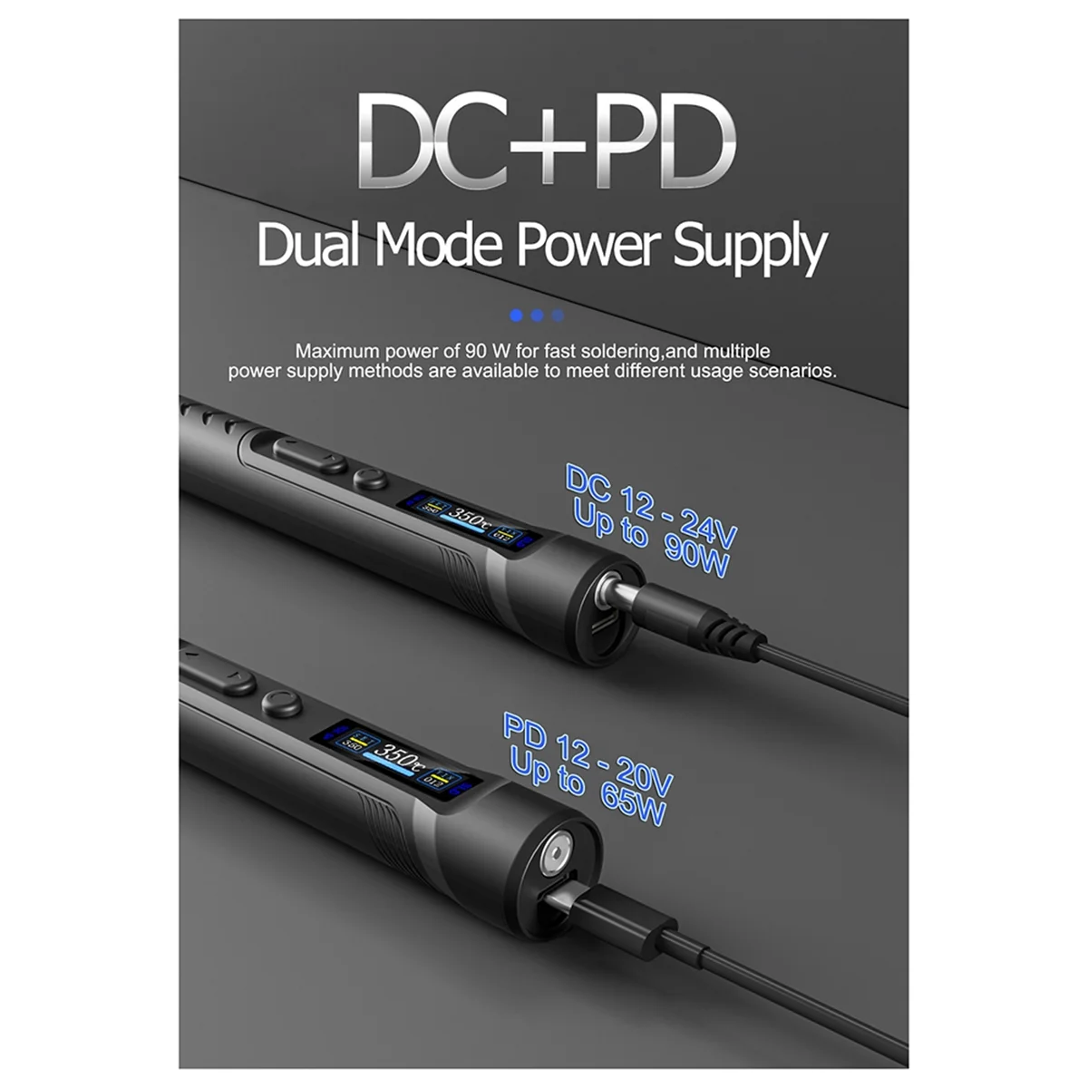 AA87T65-SP Smart Electric Soldering Iron PD+DC 90W Power Rapid Heating 150-450℃ Adjstable Temperature Voltage Welding Iron
AA87T65-SP Smart Electric Soldering Iron PD+DC 90W Power Rapid Heating 150-450℃ Adjstable Temperature Voltage Welding Iron
