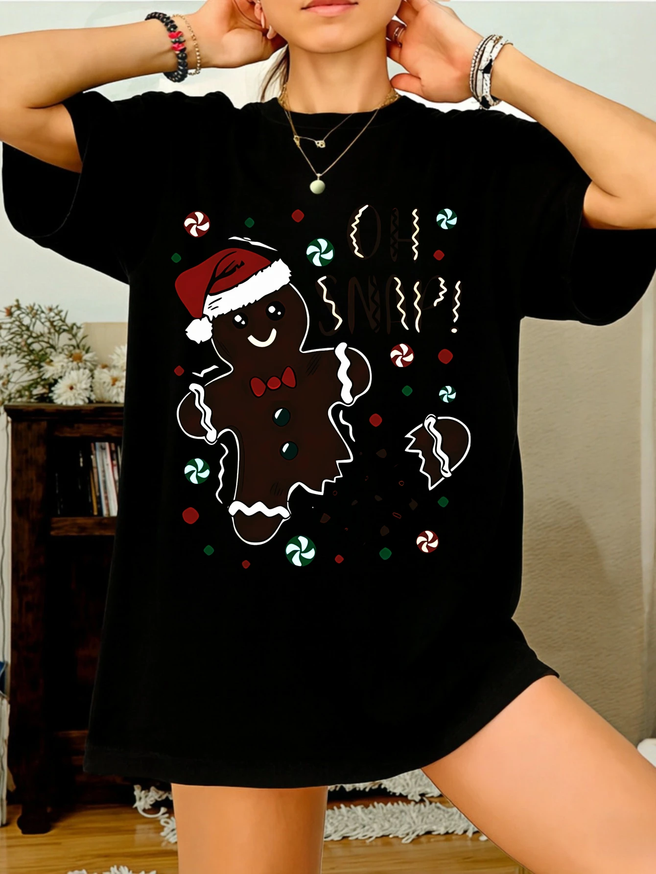 Womens T Shirts Casual Short Sleeve Cotton Tshirt Funny Christmas Gingerbread Man Graphic Oversized T Shirt Women Gift for Her
Womens T Shirts Casual Short Sleeve Cotton Tshirt Funny Christmas Gingerbread Man Graphic Oversized T Shirt Women Gift for Her