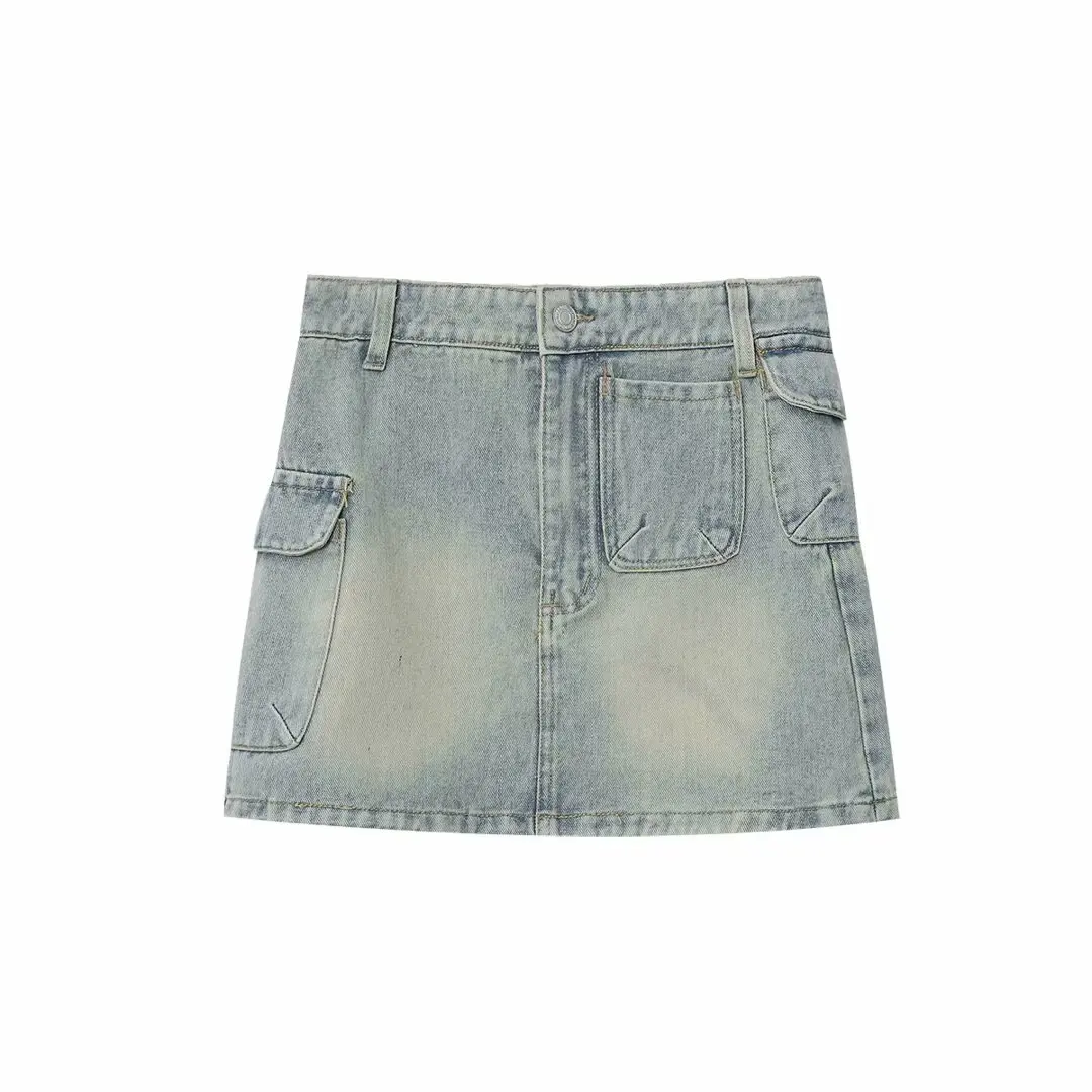 MYST&ZA2025 new summer women's casual fashion hot girl style high waist hip skirt pocket decoration denim skirt 
MYST&ZA2025 new summer women's casual fashion hot girl style high waist hip skirt pocket decoration denim skirt