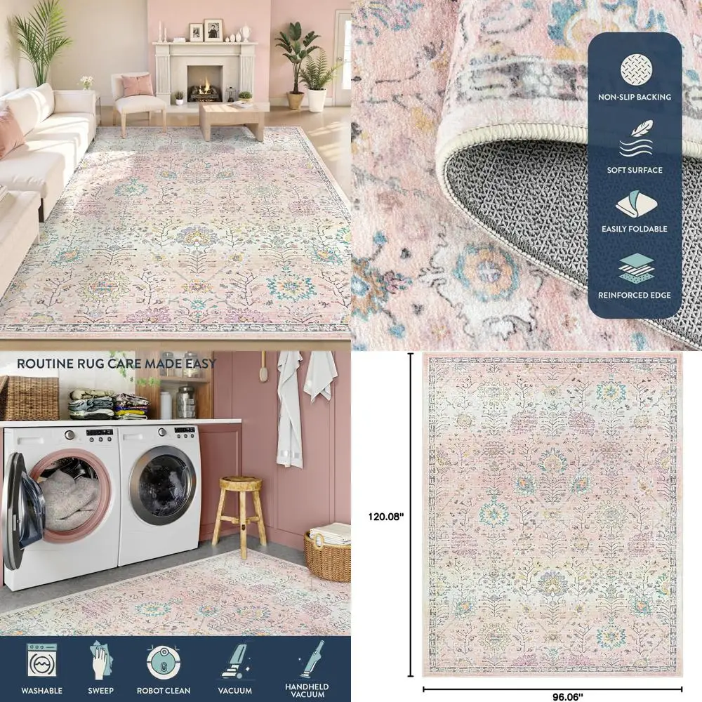 Моющийся ковер в богемном стиле с цветочным принтом, мягкий розовый 8x10 для спальни или гостиной, нескользящее пастельное тонкое покрытие для пола
Моющийся ковер в богемном стиле с цветочным принтом, мягкий розовый 8x10 для спальни или гостиной, нескользящее пастельное тонкое покрытие для пола