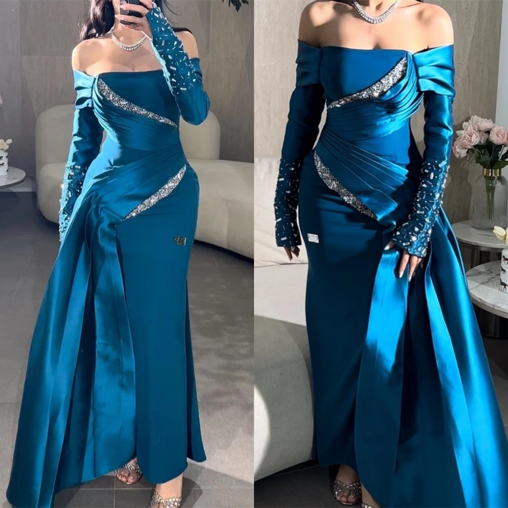 Customized Off the Shoulder Long Sleeves Jersey Mermaid Evening Dress Sparkly Party Dresses High Quality Special Occasion Gowns
Customized Off the Shoulder Long Sleeves Jersey Mermaid Evening Dress Sparkly Party Dresses High Quality Special Occasion Gowns