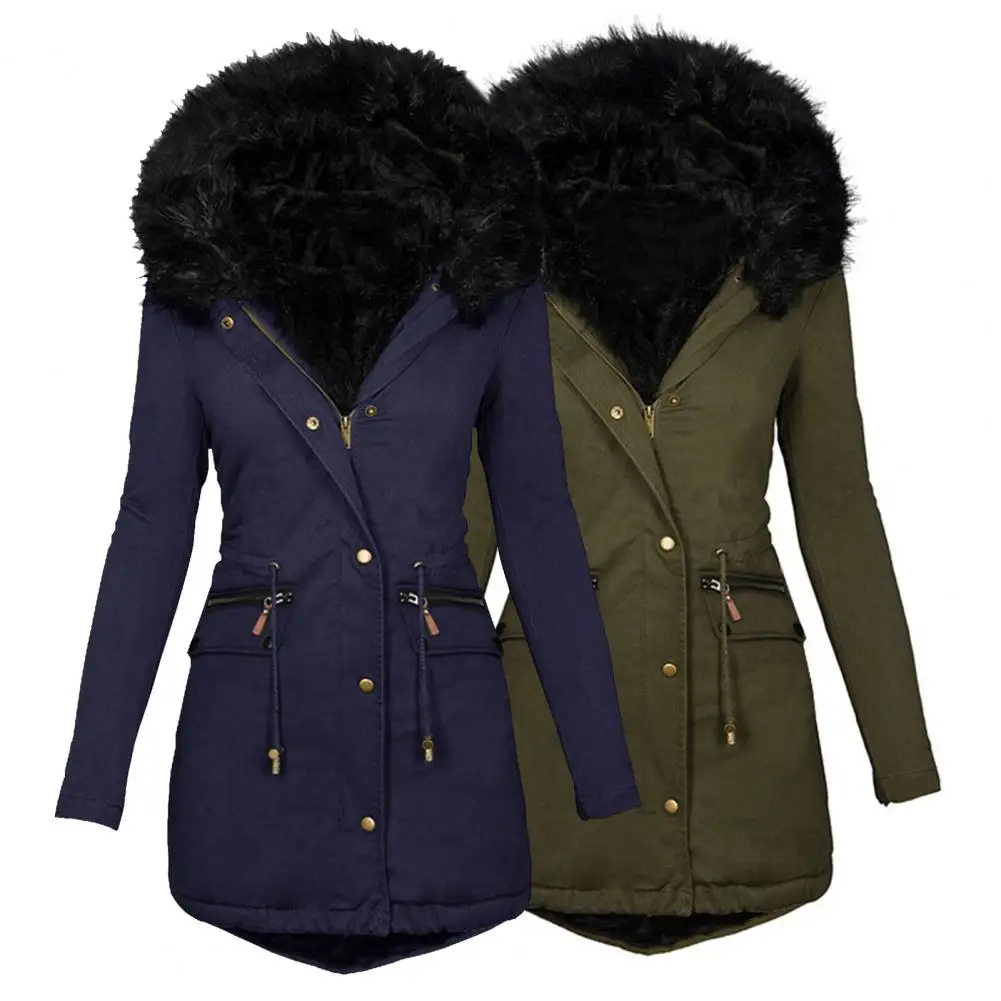 Women Coat Zipper Closure Long Sleeve Winter Jacket Waist Drawstring Fleece Lined Plush Hooded Casual Coat Outerwear
Women Coat Zipper Closure Long Sleeve Winter Jacket Waist Drawstring Fleece Lined Plush Hooded Casual Coat Outerwear