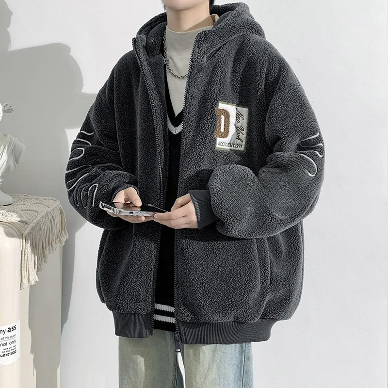 Lamb Velvet Jacket Men's Winter Fleece Lined Embroidered Trendy Brand Cotton Coat High End Flannel Cotton Clothes Winter Wear
Lamb Velvet Jacket Men's Winter Fleece Lined Embroidered Trendy Brand Cotton Coat High End Flannel Cotton Clothes Winter Wear