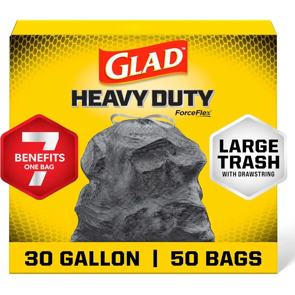 50 Count Unscented Heavy Duty 30 Gallon Trash Bags with D-String
50 Count Unscented Heavy Duty 30 Gallon Trash Bags with D-String