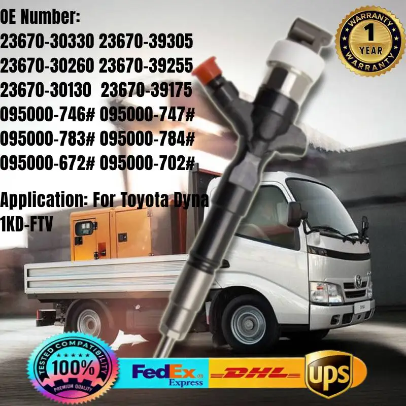 095000-7830 095000-7840 23670-30330 095000-7460 095000-7470 Fuel Injector 23670-30130 23670-39255 for Toyota Dyna 1KD-FTV D-4D
095000-7830 095000-7840 23670-30330 095000-7460 095000-7470 Fuel Injector 23670-30130 23670-39255 for Toyota Dyna 1KD-FTV D-4D