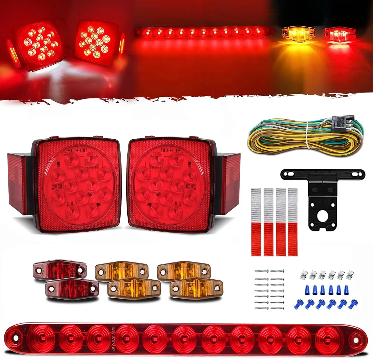 LED Trailer Light Kit, Bright Submersible, with Tail, Marker, Brake Lights & Wiring Harness for Trailers, Trucks, RVs, Boats
LED Trailer Light Kit, Bright Submersible, with Tail, Marker, Brake Lights & Wiring Harness for Trailers, Trucks, RVs, Boats