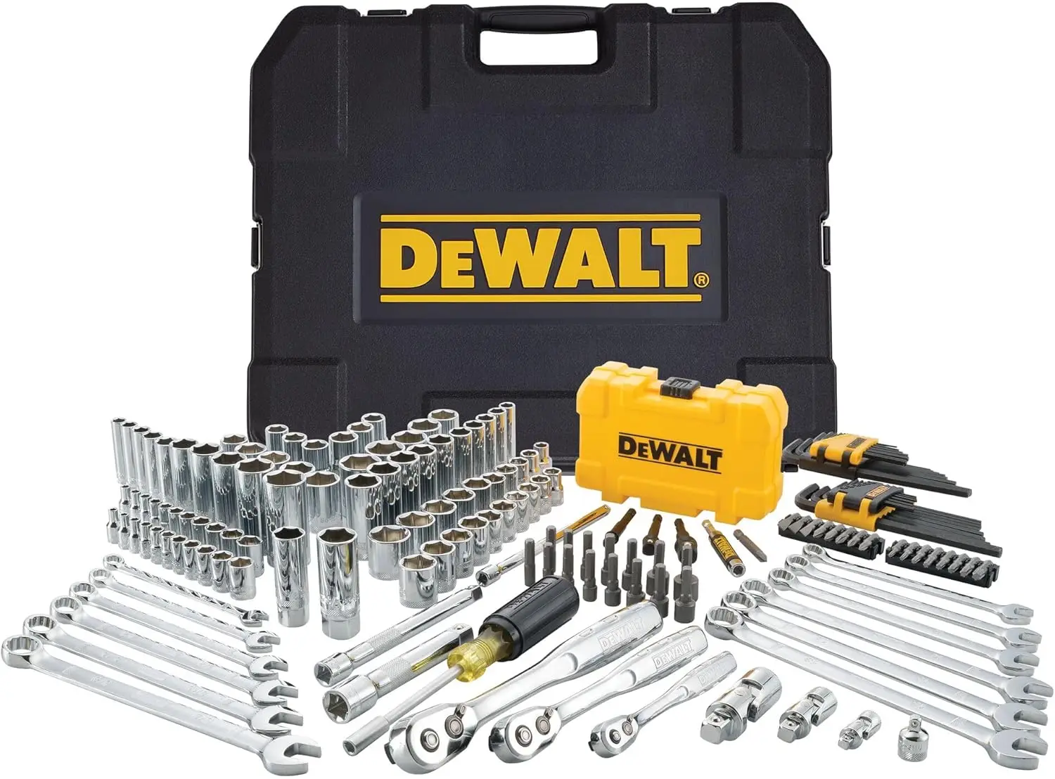 168-Piece Mechanic Tool Set with Case, Metric & Standard Sockets, 1/4" & 3/8" Drive, Hex Keys, Ratchets, for Automotive Repair
168-Piece Mechanic Tool Set with Case, Metric & Standard Sockets, 1/4" & 3/8" Drive, Hex Keys, Ratchets, for Automotive Repair