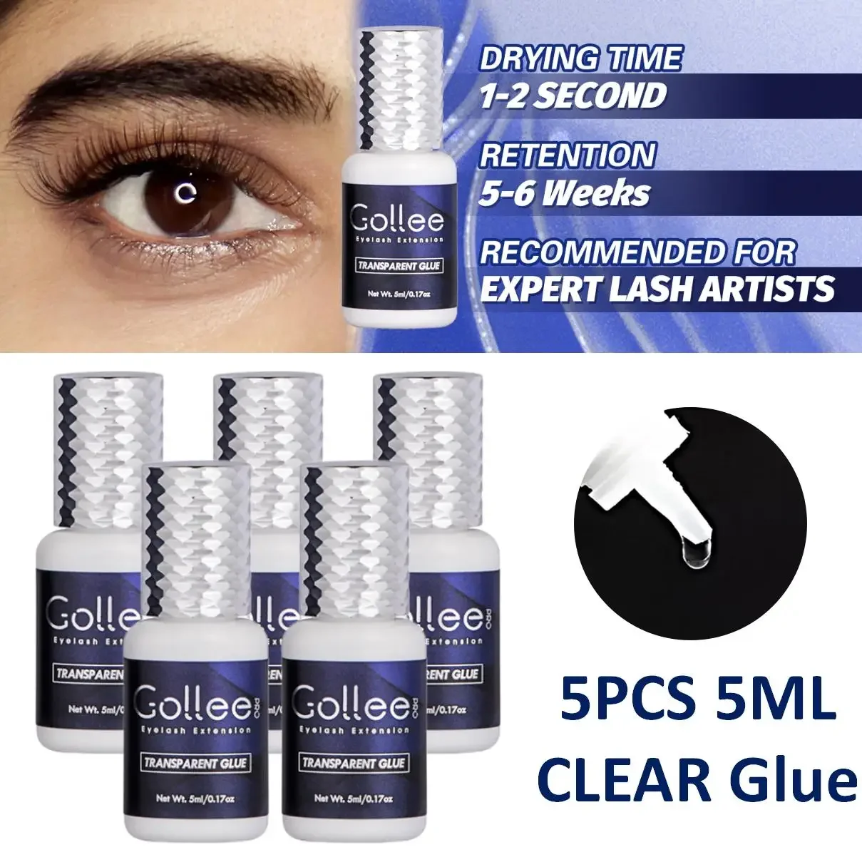 Gollee 1s Fast Dry Clear Gule for Eyelash 5pcs Super Bonder Lashes with Clean Ethanol Primer Waterproof Adhesive Eyelash Set
Gollee 1s Fast Dry Clear Gule for Eyelash 5pcs Super Bonder Lashes with Clean Ethanol Primer Waterproof Adhesive Eyelash Set