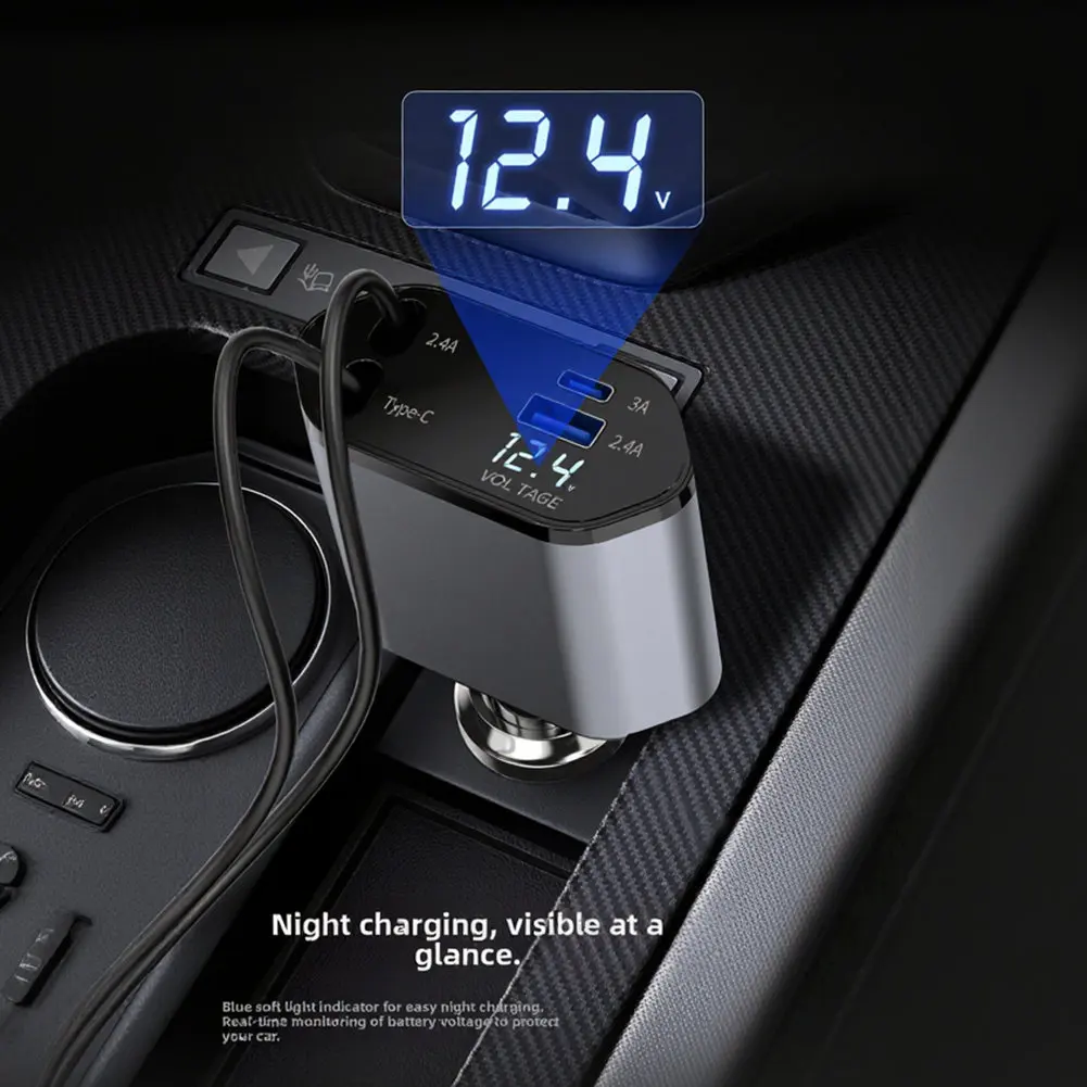 Car Phone Charger 120W Car Phone Charger With Dual Ports Digital Display Night Light Dual Output Ports Adjustable Charger Head
Car Phone Charger 120W Car Phone Charger With Dual Ports Digital Display Night Light Dual Output Ports Adjustable Charger Head
