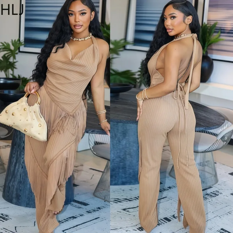 HLJ Fashion Tassels Patchwork 2 Pieces Set for Woman Halter Backless Crop Top + Wide Leg Pants Matching Outfit Female Streetwear
HLJ Fashion Tassels Patchwork 2 Pieces Set for Woman Halter Backless Crop Top + Wide Leg Pants Matching Outfit Female Streetwear