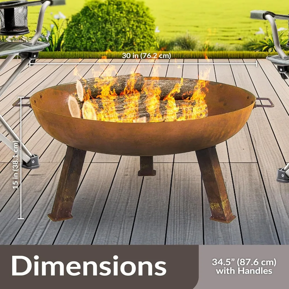 30-Inch Cast Iron Heavy-Duty Fire Pit for Outside - Wood-Burning Outdoor Fire Pit Bowl with Handles - Oxidized Finish
30-Inch Cast Iron Heavy-Duty Fire Pit for Outside - Wood-Burning Outdoor Fire Pit Bowl with Handles - Oxidized Finish