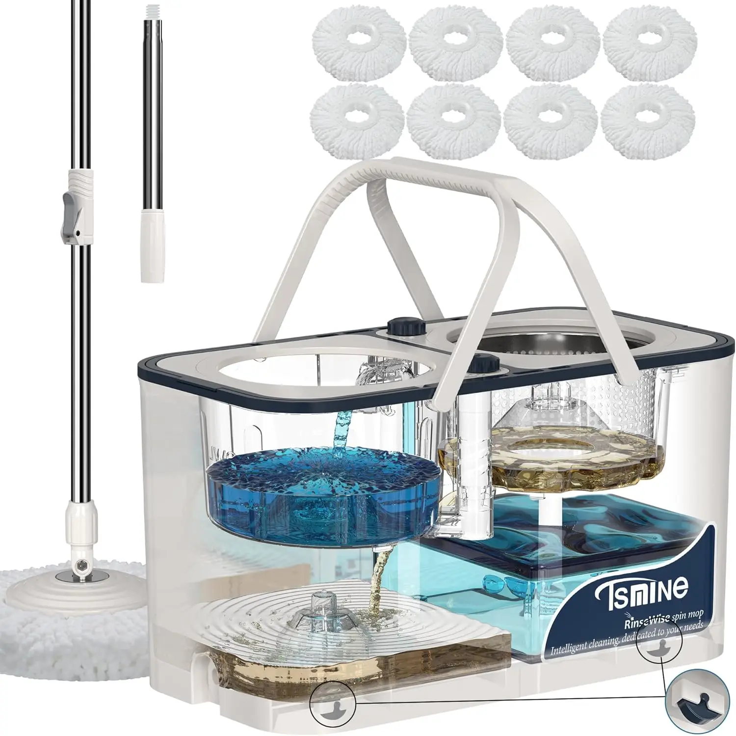 Spin Mop and Bucket System, Mop and Bucket Separate Clean and Dirty Water,4-Chamber Hardwood Floor Mop Household Cleaning
Spin Mop and Bucket System, Mop and Bucket Separate Clean and Dirty Water,4-Chamber Hardwood Floor Mop Household Cleaning