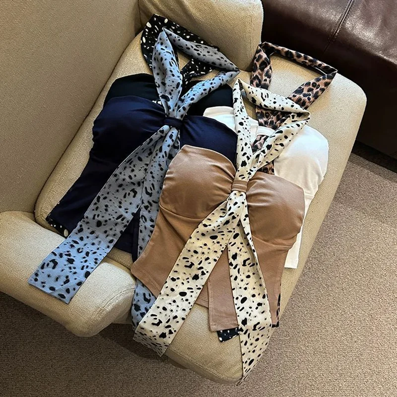 Trend Sexy Leopard Halter Patchwork Breast Wrap Top Tee Summer Women Clothes New Slim All-match Lacing Camisole Female T-Shirts
Trend Sexy Leopard Halter Patchwork Breast Wrap Top Tee Summer Women Clothes New Slim All-match Lacing Camisole Female T-Shirts