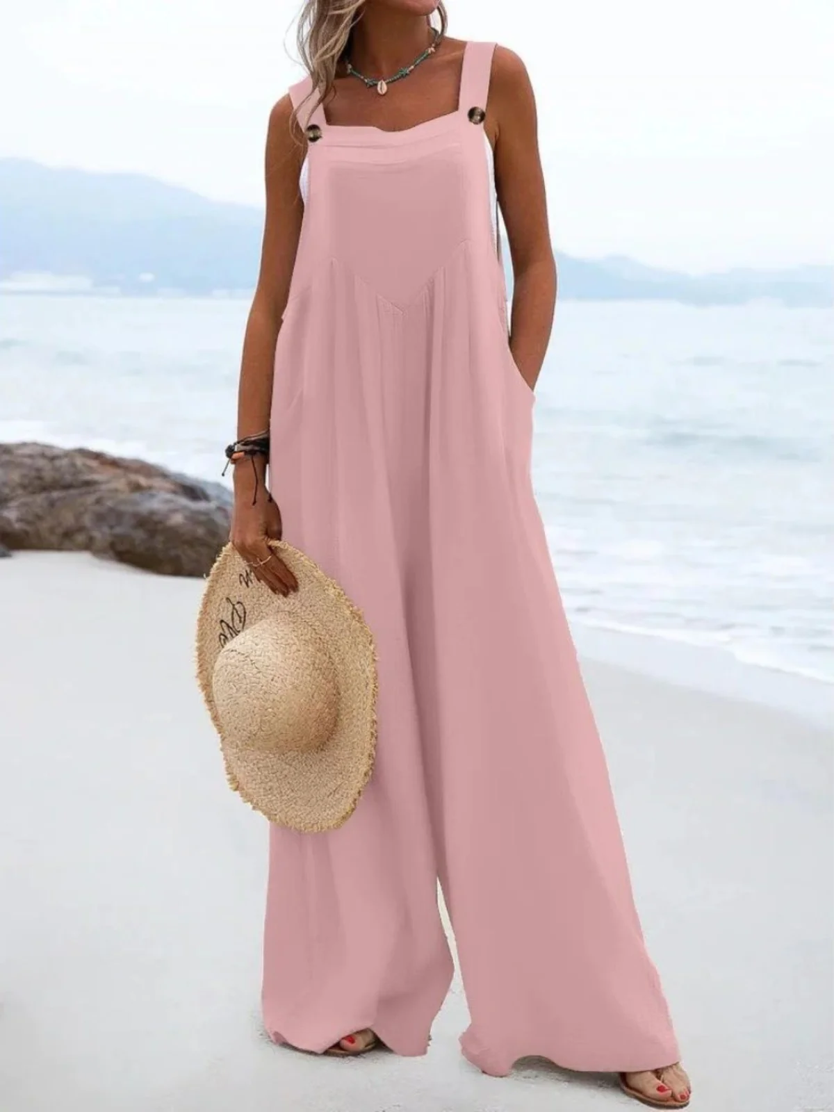Women's Color Button up Suspender Jumpsuit Street Style Straight Leg Long Pants Casual Comfortable Fashionable
Women's Color Button up Suspender Jumpsuit Street Style Straight Leg Long Pants Casual Comfortable Fashionable