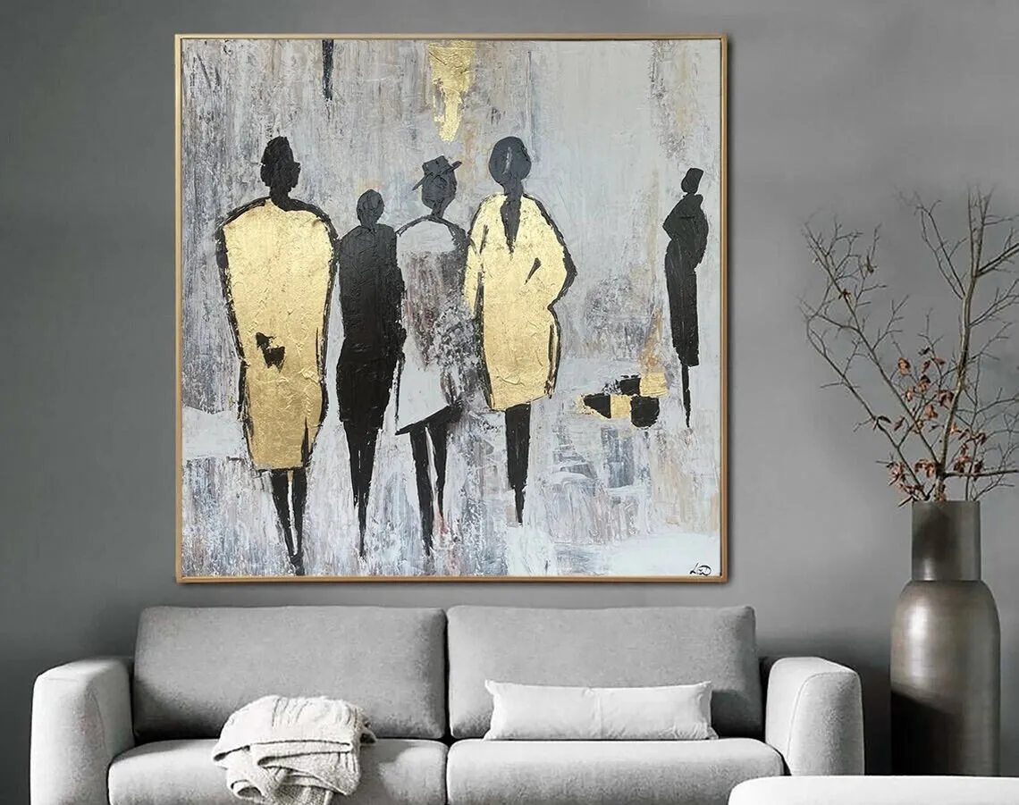 Large Abstract Figurative Oil Paintings Handmade On Canvas People Figurative Art With Gold Leaf Humans Artwork For Wall Decor
Large Abstract Figurative Oil Paintings Handmade On Canvas People Figurative Art With Gold Leaf Humans Artwork For Wall Decor