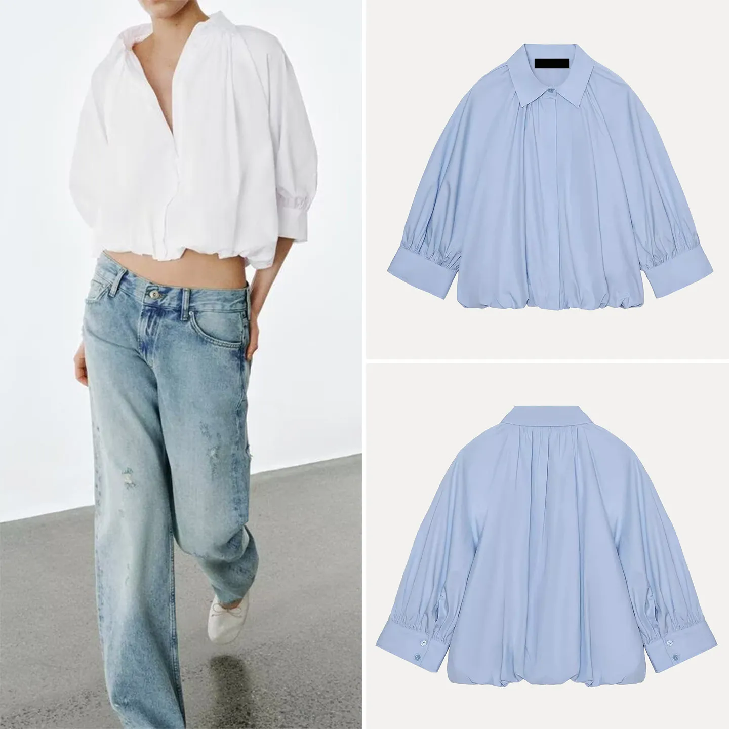 Модная женская рубашка с плиссированными рукавами-фонариками, свободного кроя, весна 2026, бренд ZADATA, повседневный шикарный стиль, топ с длинным рукавом и воротником
Модная женская рубашка с плиссированными рукавами-фонариками, свободного кроя, весна 2026, бренд ZADATA, повседневный шикарный стиль, топ с длинным рукавом и воротником