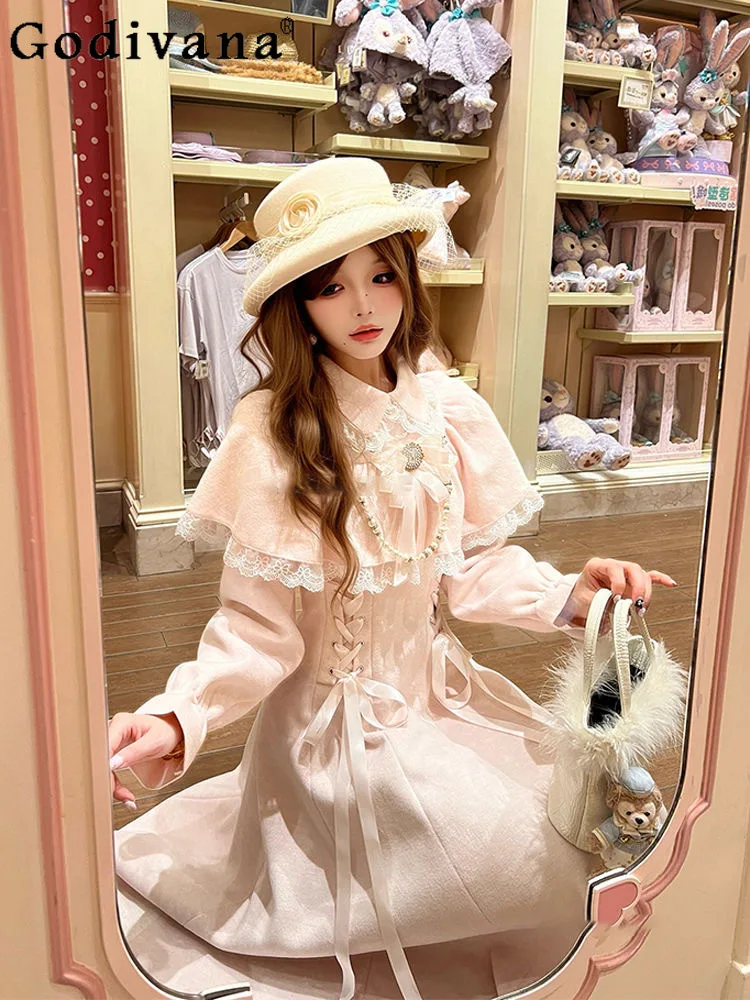 Japanese Original Lolita Gentle Sweet Cute Girl Dress Elegant Lady Bow Waist Versatile Cape Doll Feel Long Dress
Japanese Original Lolita Gentle Sweet Cute Girl Dress Elegant Lady Bow Waist Versatile Cape Doll Feel Long Dress