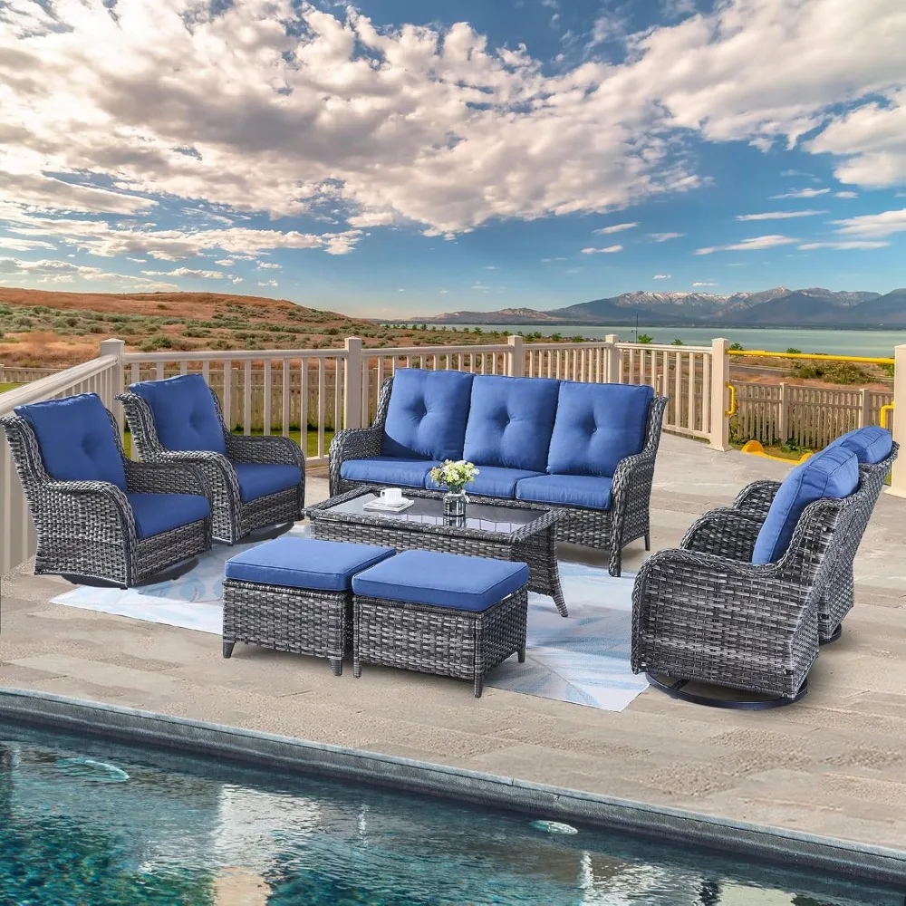 Wicker Patio Furniture Sets - 8 Piece Outdoor Furniture Rattan Conversation Sets with 4 Swivel Rocker Chairs, Rattan Sofa
Wicker Patio Furniture Sets - 8 Piece Outdoor Furniture Rattan Conversation Sets with 4 Swivel Rocker Chairs, Rattan Sofa
