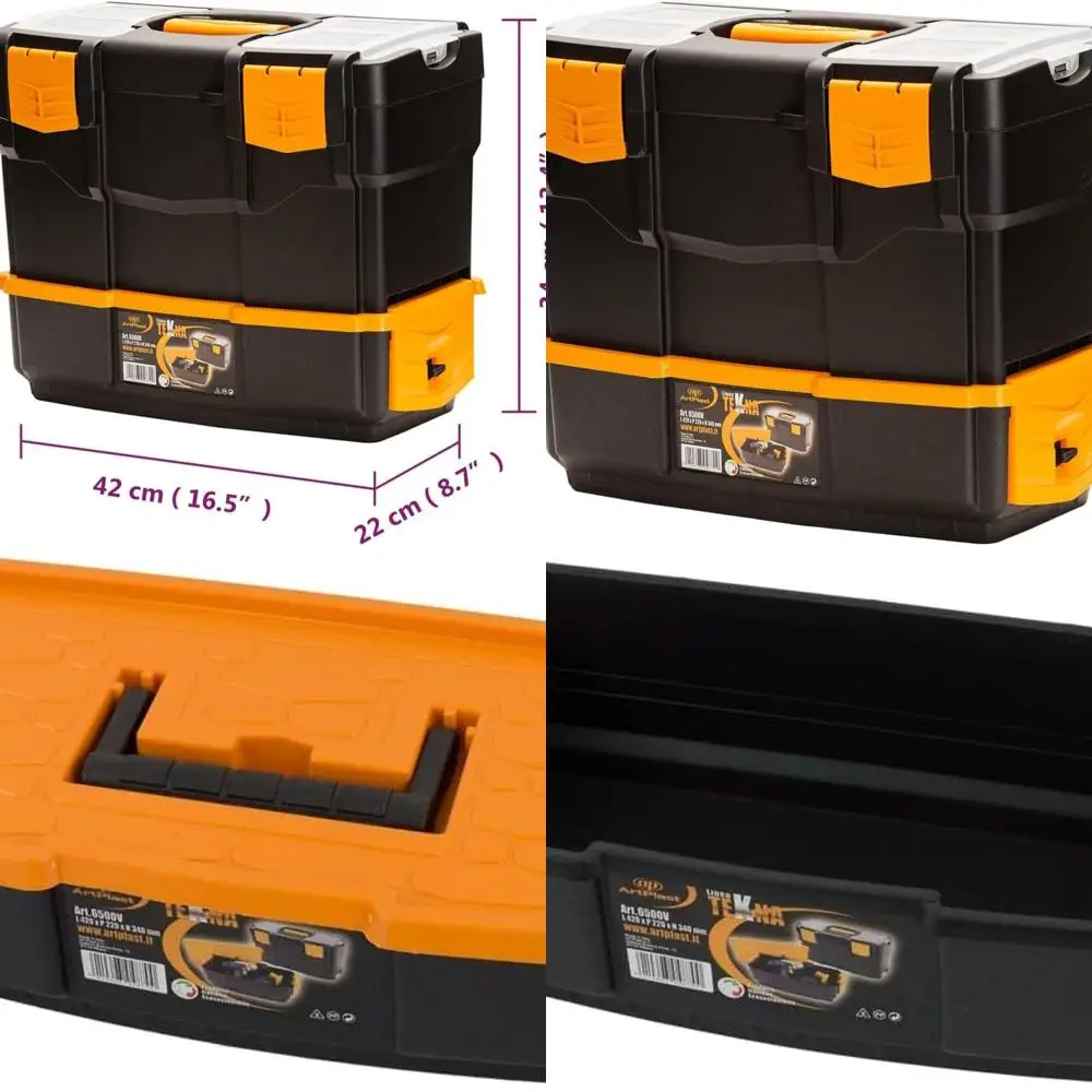 16.5 Inch Portable Plastic Tool Box with Hardware Storage Solutions