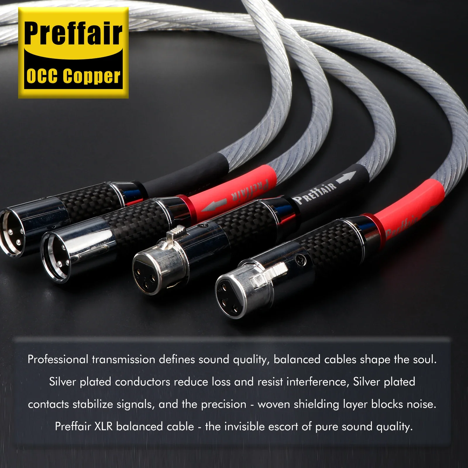 Pair XLR Balanced Cable Reference Interconnects Audio Wire Line With Carbon Fiber Female to Male
Pair XLR Balanced Cable Reference Interconnects Audio Wire Line With Carbon Fiber Female to Male