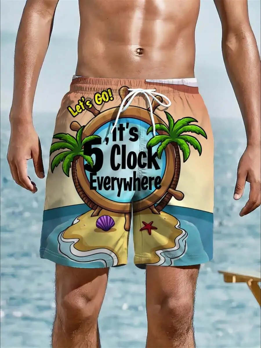 Mens Quick Dry Beach Shorts Tropical Print Nautical Wheel Palm Tree Drawstring Waist
Mens Quick Dry Beach Shorts Tropical Print Nautical Wheel Palm Tree Drawstring Waist