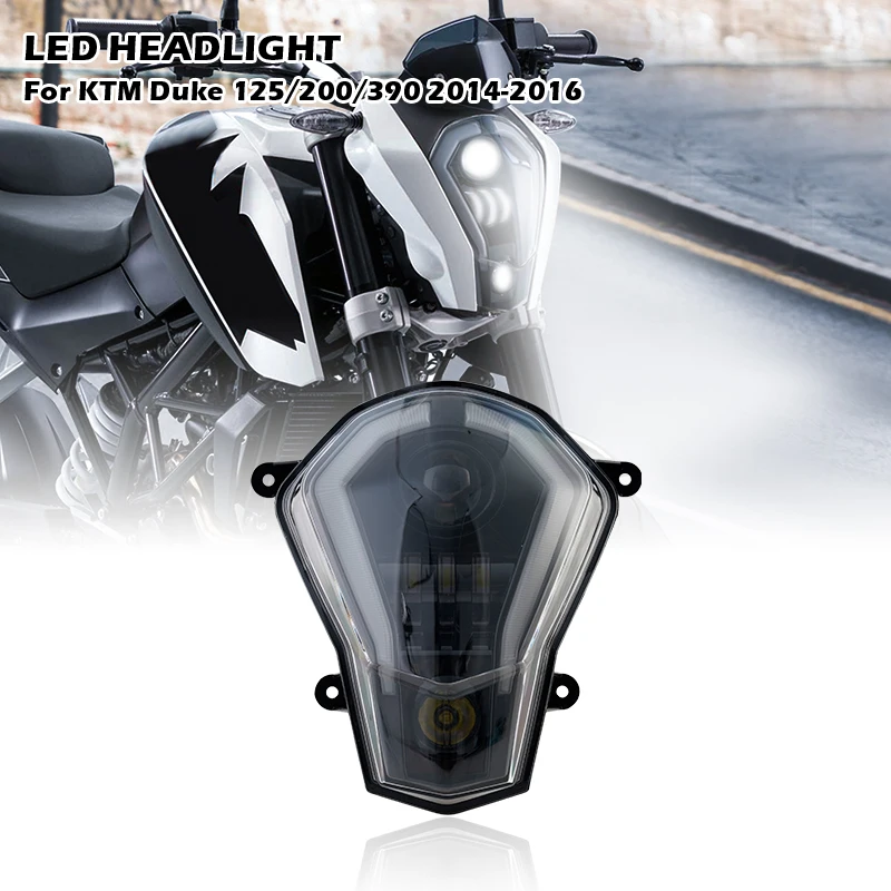 LED Motorcycle Headlight HI/LOW Beam With Yellow Turn Signal For KTM Duke 125/200/390 2014-2016
LED Motorcycle Headlight HI/LOW Beam With Yellow Turn Signal For KTM Duke 125/200/390 2014-2016