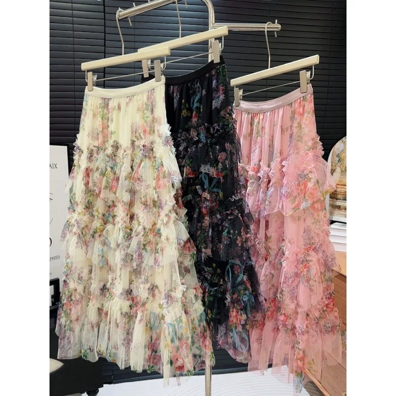 Layered Tulle Maxi Skirt Women Floral Print Mesh Ruffle Long Skirt S-XL
Layered Tulle Maxi Skirt Women Floral Print Mesh Ruffle Long Skirt S-XL