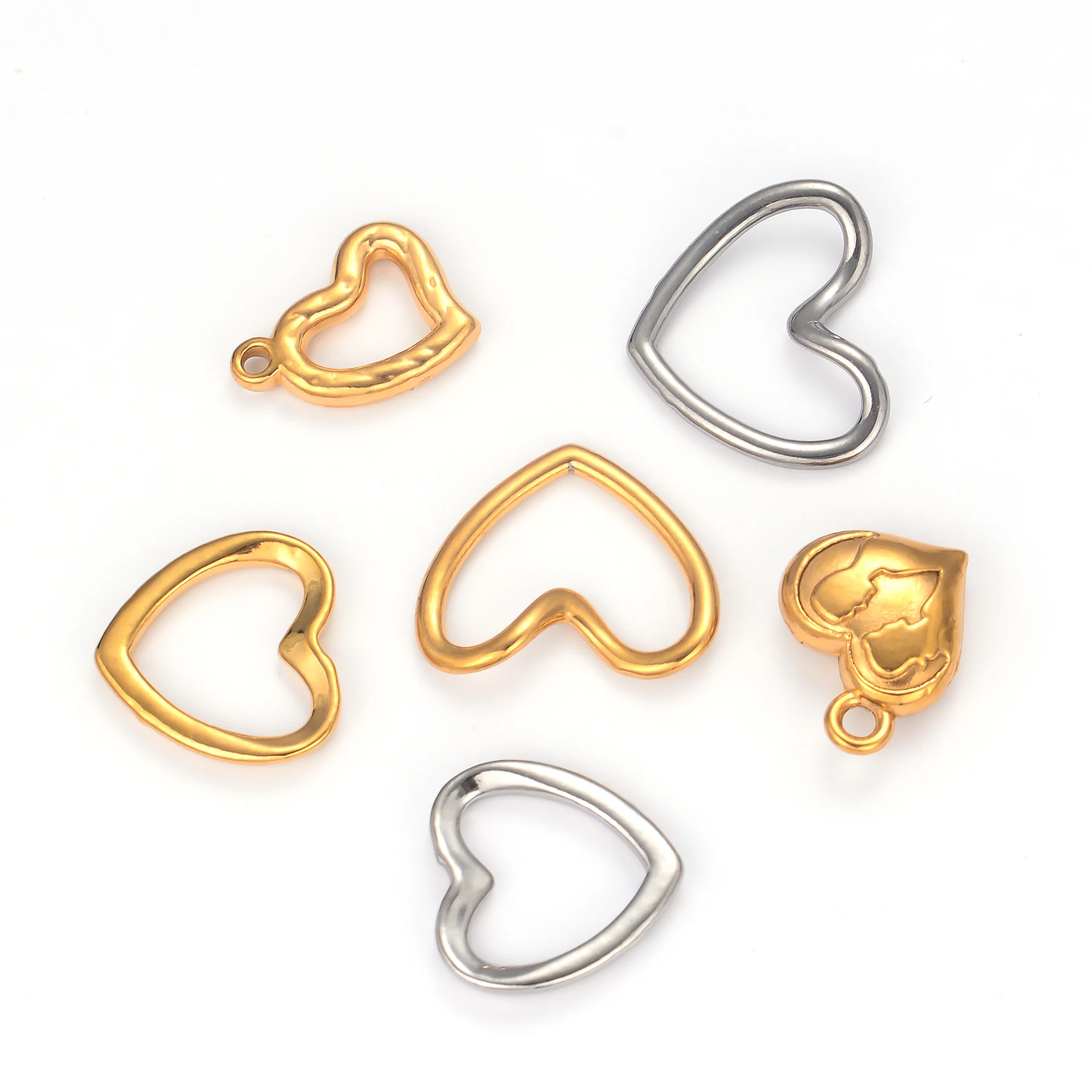 6Pcs Heart Charms Stainless Steel 18K Gold Plated for DIY Pendant Necklace Earrings Jewelry Findings Accessories
6Pcs Heart Charms Stainless Steel 18K Gold Plated for DIY Pendant Necklace Earrings Jewelry Findings Accessories