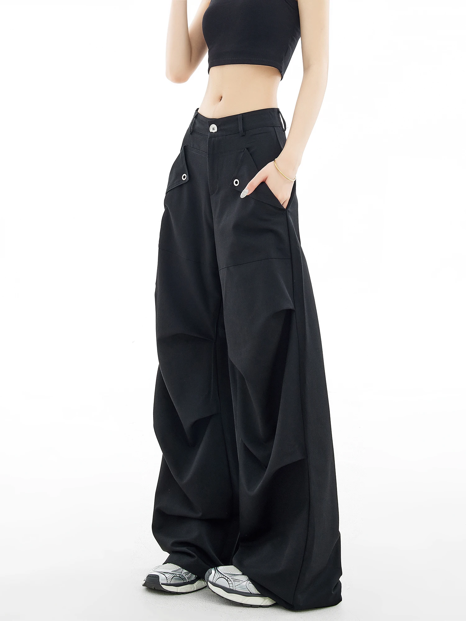 Retro American Black Quick Dry Work Pants Women's Spring Summer Thin Wide Leg Casual Straight Leg Trousers High Waist Polyest...
Retro American Black Quick Dry Work Pants Women's Spring Summer Thin Wide Leg Casual Straight Leg Trousers High Waist Polyest...