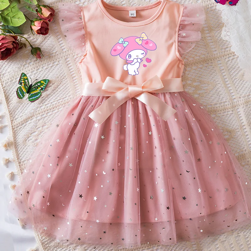 My Melody Girls Princess Dress Children Cartoon Star Sequins Birthday Party Dress Kids Flying Sleeve Skirt For Daily Gift 2-6Y
My Melody Girls Princess Dress Children Cartoon Star Sequins Birthday Party Dress Kids Flying Sleeve Skirt For Daily Gift 2-6Y