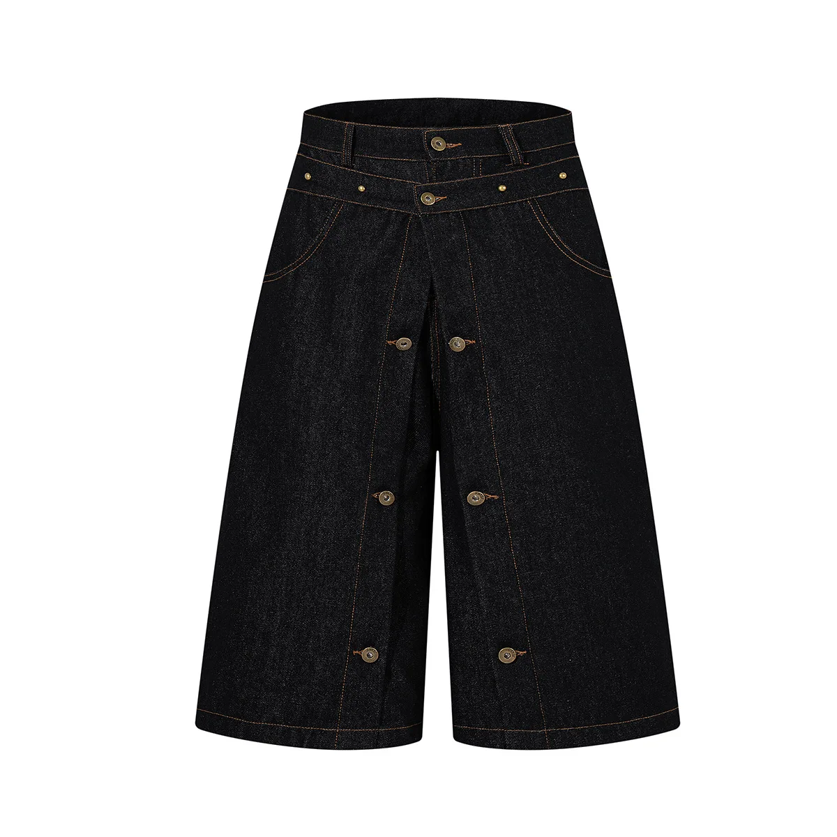 New Style American Street Fashion Brand Fake Two Pieces Buttons Design Denim Shorts Unisex Double Waist Loose Wide Leg Jeans
New Style American Street Fashion Brand Fake Two Pieces Buttons Design Denim Shorts Unisex Double Waist Loose Wide Leg Jeans