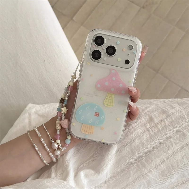 Cute Mushroom Clear Phone Case For iPhone 17 16 15 Pro Max Shockproof Glitter Star Cover With Beaded Wrist Strap DIY
Cute Mushroom Clear Phone Case For iPhone 17 16 15 Pro Max Shockproof Glitter Star Cover With Beaded Wrist Strap DIY