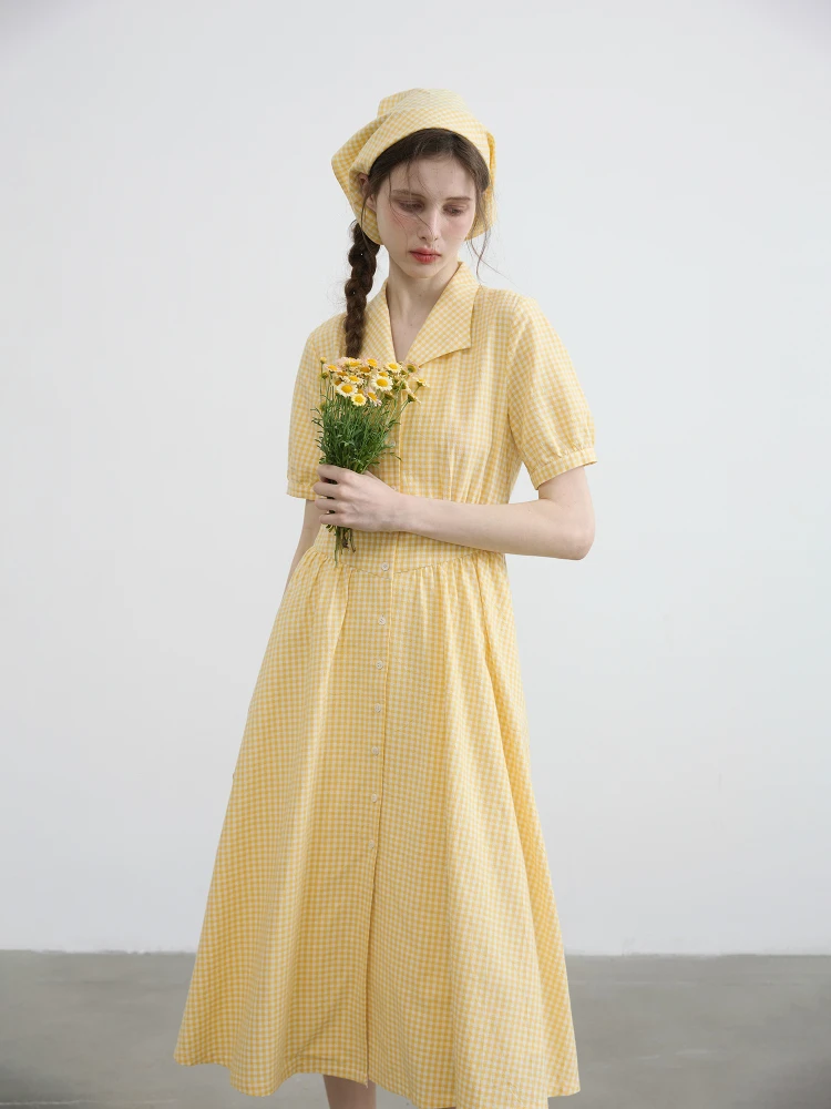 Willbewell Yellow Plaid Cotton irt Dr V-ne kets Waist-cinching Women's Summer Sweet Sle ort Sve Dr
Willbewell Yellow Plaid Cotton irt Dr V-ne kets Waist-cinching Women's Summer Sweet Sle ort Sve Dr