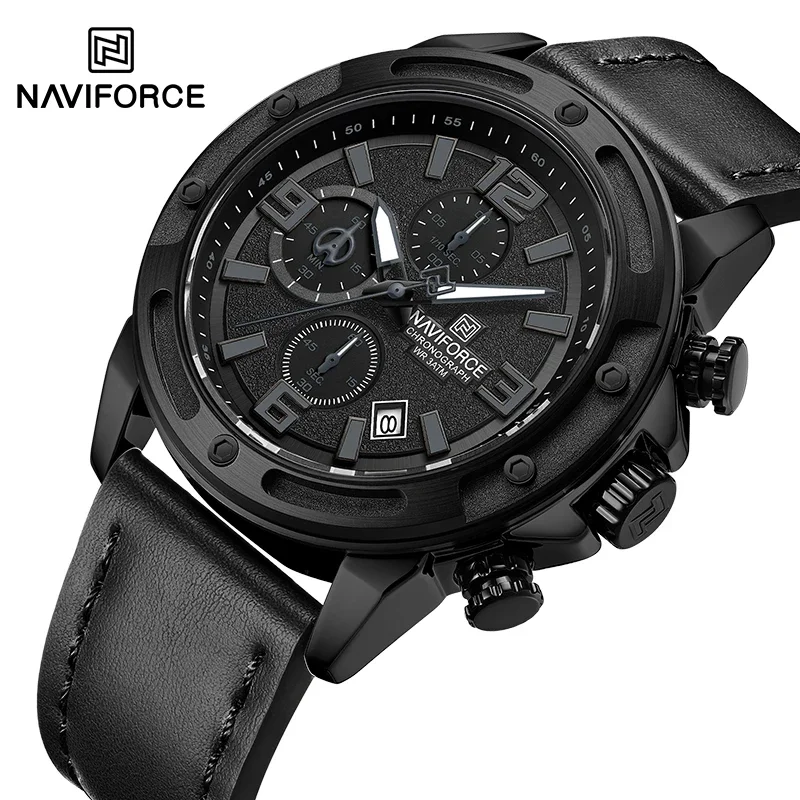 NAVIFORCE NF8074 Military Sports Chronograph Watch for Men 30m Waterproof Genuine Leather Quartz Luminous Clock
NAVIFORCE NF8074 Military Sports Chronograph Watch for Men 30m Waterproof Genuine Leather Quartz Luminous Clock